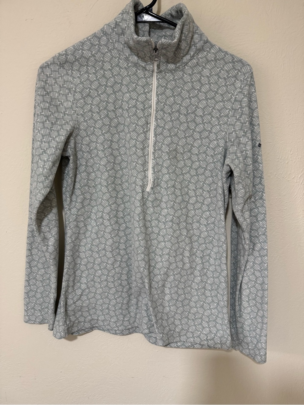Columbia Light Gray Patterned Fleece Quarter-Zip